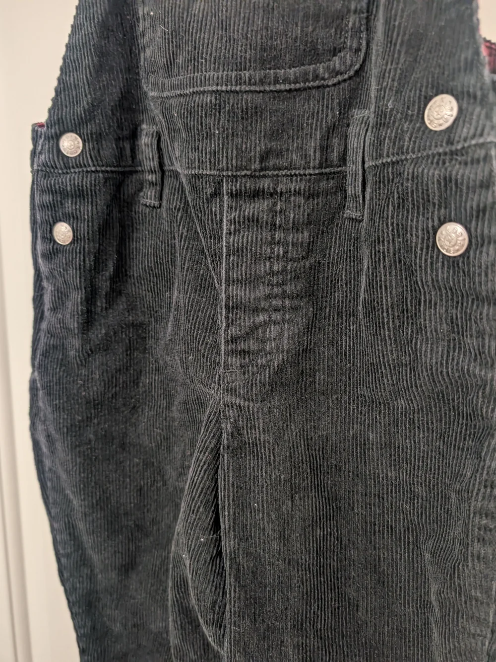 Vintage Koala Kids 24M Black Corduroy Overalls Plaid Lined 90s